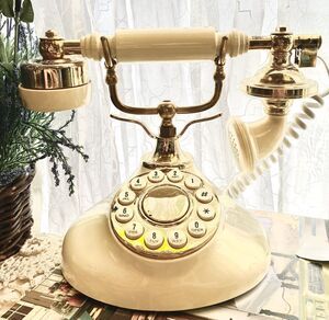 Vintage Regal French Phone Push Button Dial Ivory Gold Brass Princess Telephone